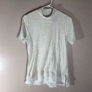 Mock neck striped tee